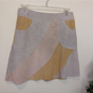 HD in Paris (Anthropologie) Suede Patchwork Mini Skirt – Multi-Tone Neutral – 2